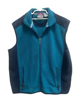 West Tek Outdoors Fleece Vest Womens 1X Teal Black Full Zip Outdoor Hiking